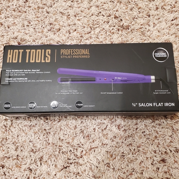 NWB Hot Tools 3/8" Professional Ceramic Tourmaline Flat Iron - Picture 2 of 3